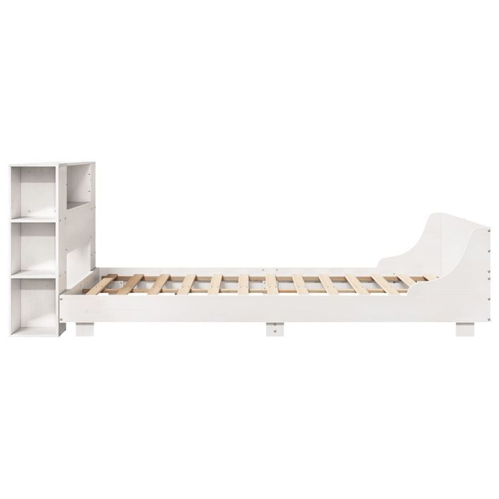 Cadre de lit sans matelas blanc 140x190 cm bois de pin massif - Photo n°7