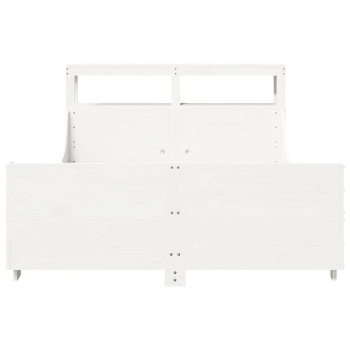 Cadre de lit sans matelas blanc 140x200 cm bois de pin massif - Photo n°4