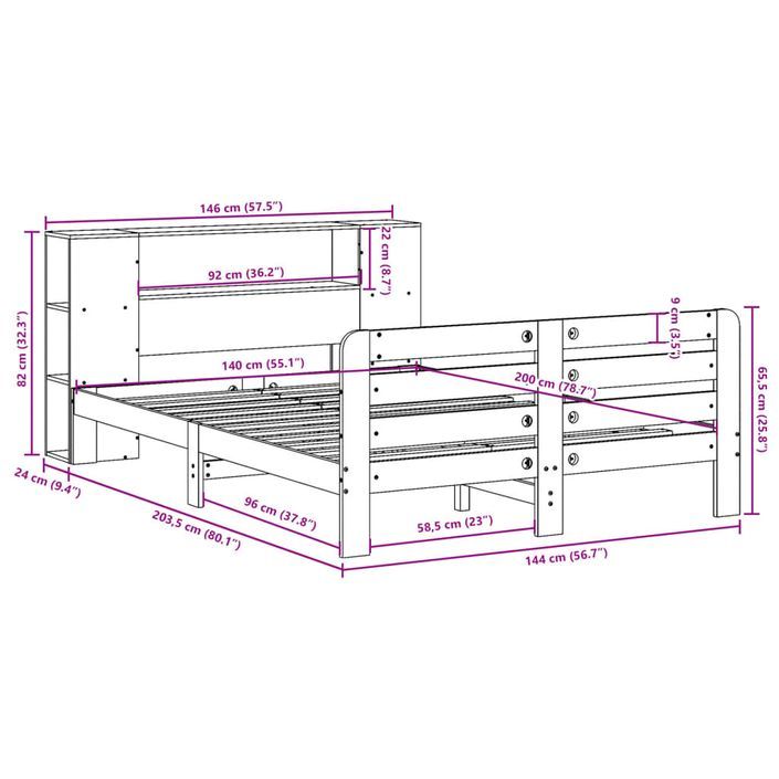 Cadre de lit sans matelas blanc 140x200 cm bois de pin massif - Photo n°12