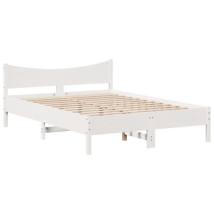 Cadre de lit sans matelas blanc 140x200 cm bois de pin massif - Photo n°5