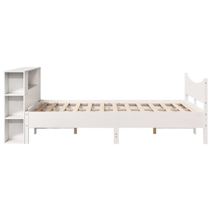 Cadre de lit sans matelas blanc 140x200 cm bois de pin massif - Photo n°7