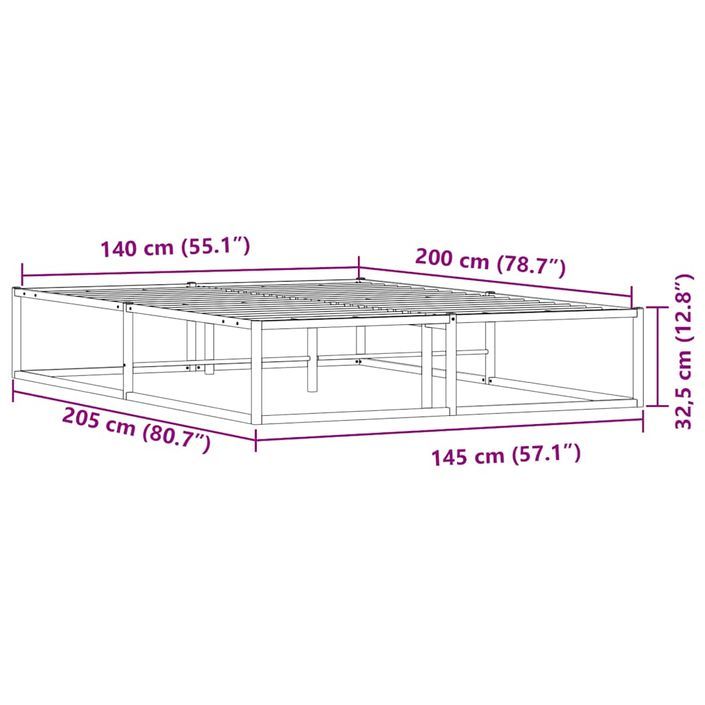 Cadre de lit sans matelas blanc 140x200 cm métal - Photo n°9