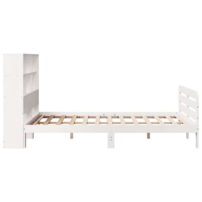 Cadre de lit sans matelas blanc 160x200 cm bois de pin massif - Photo n°5