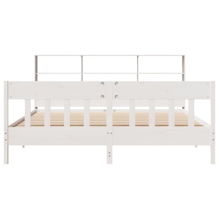 Cadre de lit sans matelas blanc 180x200 cm bois massif de pin - Photo n°4