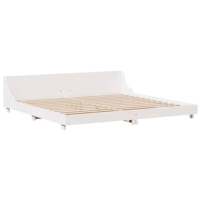 Cadre de lit sans matelas blanc 180x200 cm bois massif de pin - Photo n°5