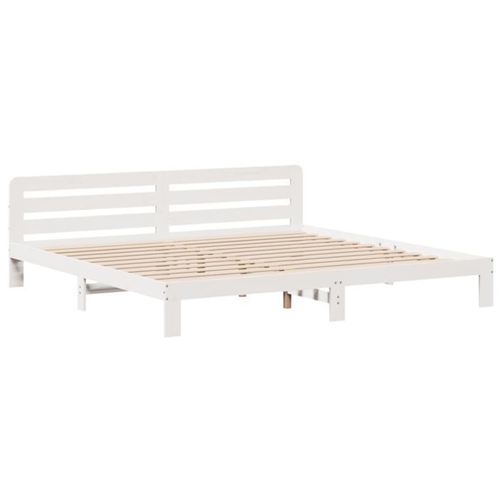 Cadre de lit sans matelas blanc 200x200 cm bois massif de pin - Photo n°5