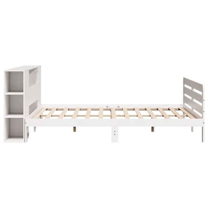 Cadre de lit sans matelas blanc 200x200 cm bois massif de pin - Photo n°7