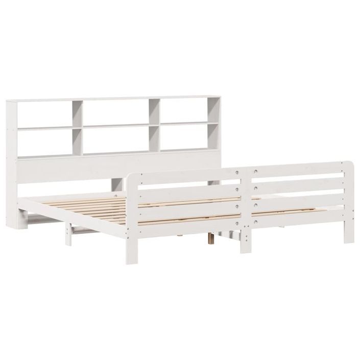 Cadre de lit sans matelas blanc 200x200 cm bois massif de pin - Photo n°3