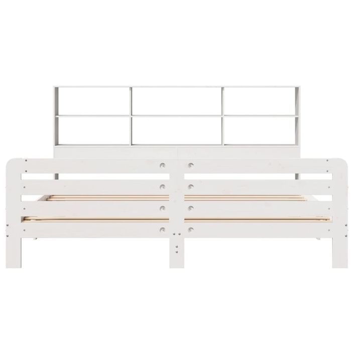 Cadre de lit sans matelas blanc 200x200 cm bois massif de pin - Photo n°4