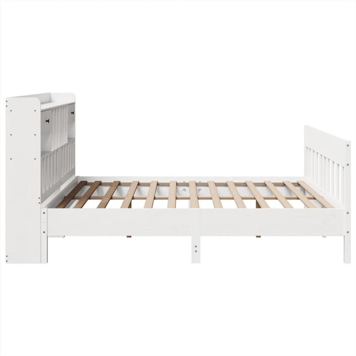 Cadre de lit sans matelas blanc 200x200 cm bois massif de pin - Photo n°7