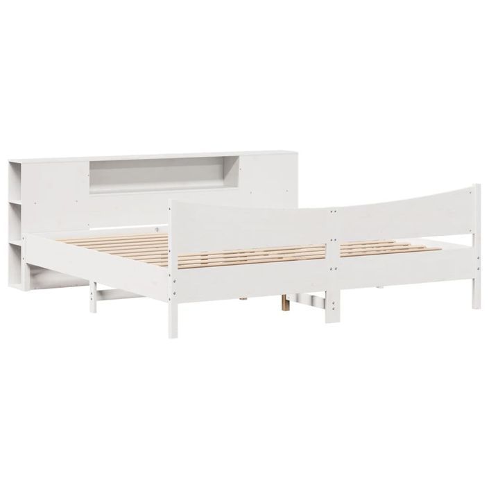 Cadre de lit sans matelas blanc 200x200 cm bois massif de pin - Photo n°3