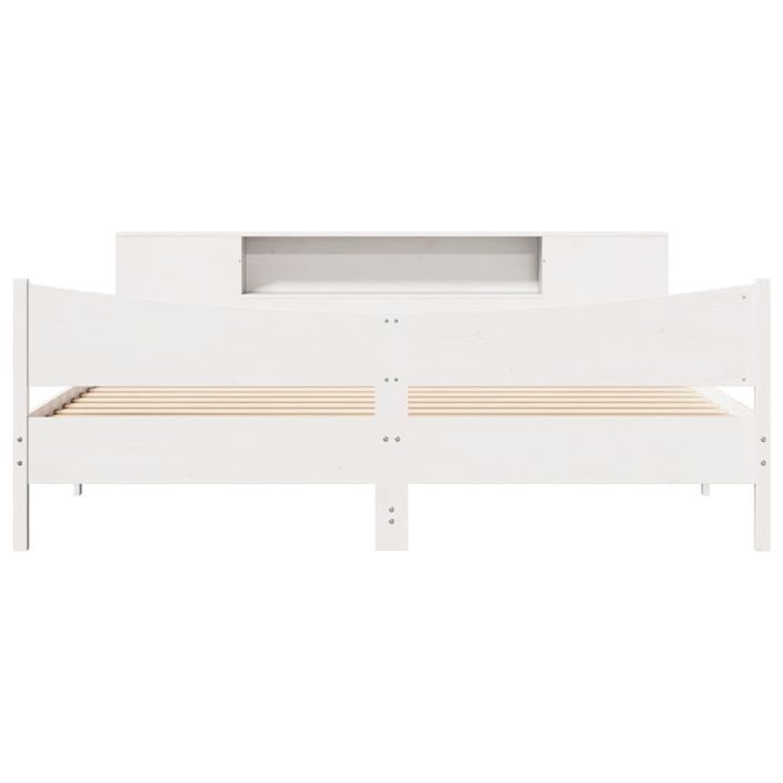 Cadre de lit sans matelas blanc 200x200 cm bois massif de pin - Photo n°4