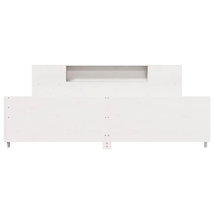 Cadre de lit sans matelas blanc 200x200 cm bois massif de pin - Photo n°4