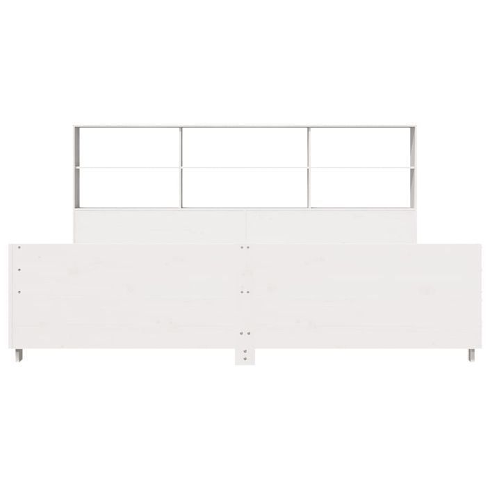 Cadre de lit sans matelas blanc 200x200 cm bois massif de pin - Photo n°4