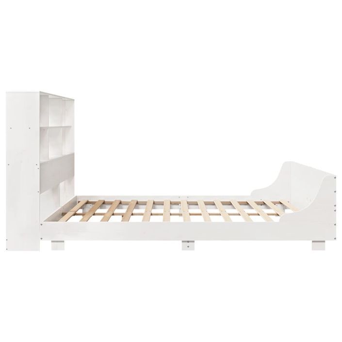 Cadre de lit sans matelas blanc 200x200 cm bois massif de pin - Photo n°7