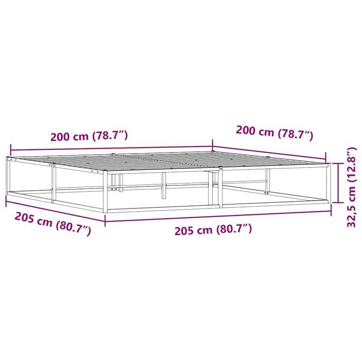 Cadre de lit sans matelas blanc 200x200 cm métal - Photo n°9