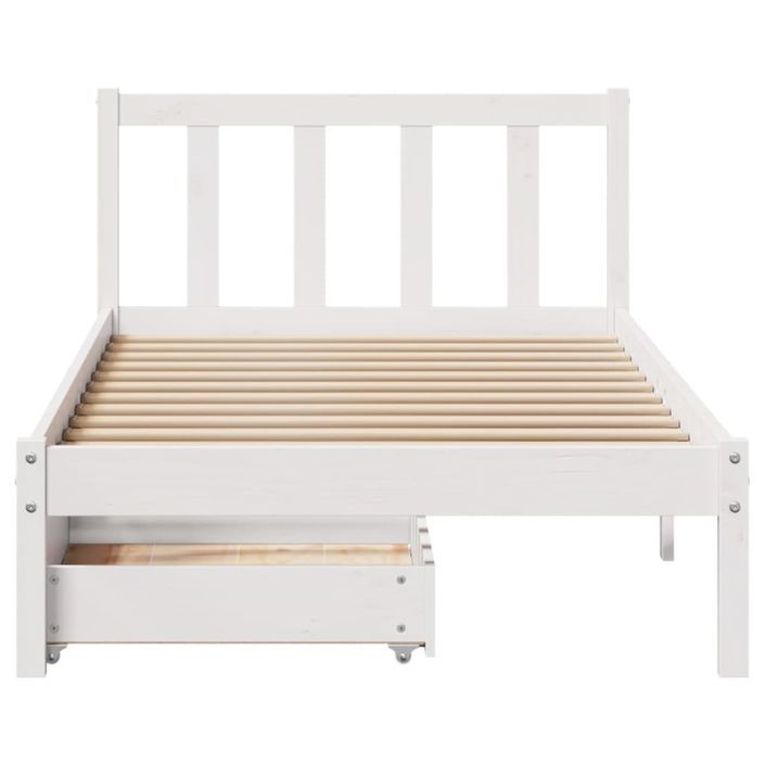 Cadre de lit sans matelas blanc 75x190 cm bois de pin massif - Photo n°4