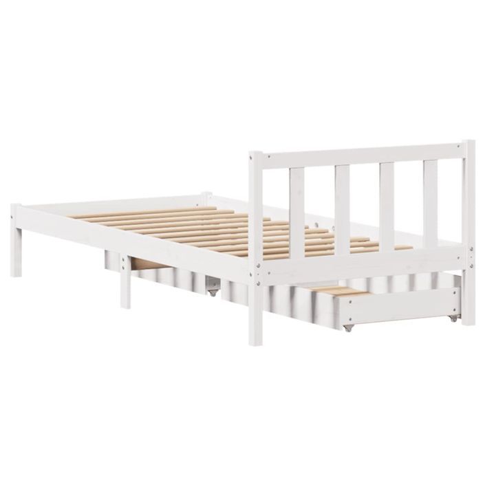 Cadre de lit sans matelas blanc 75x190 cm bois de pin massif - Photo n°6