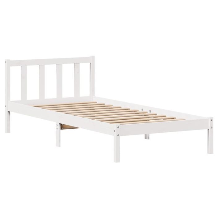 Cadre de lit sans matelas blanc 75x190 cm bois de pin massif - Photo n°7