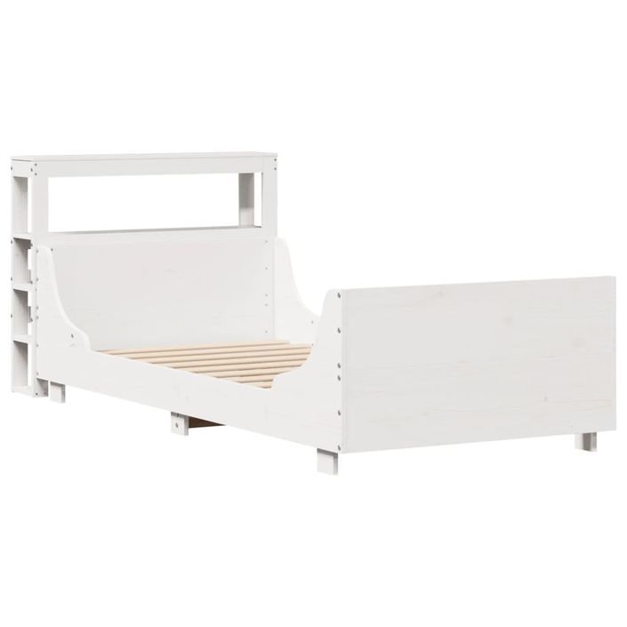 Cadre de lit sans matelas blanc 75x190 cm bois de pin massif - Photo n°3