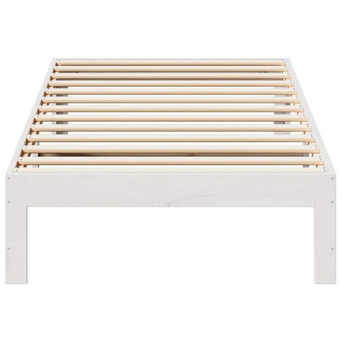 Cadre de lit sans matelas blanc 80x200 cm bois massif de pin - Photo n°5