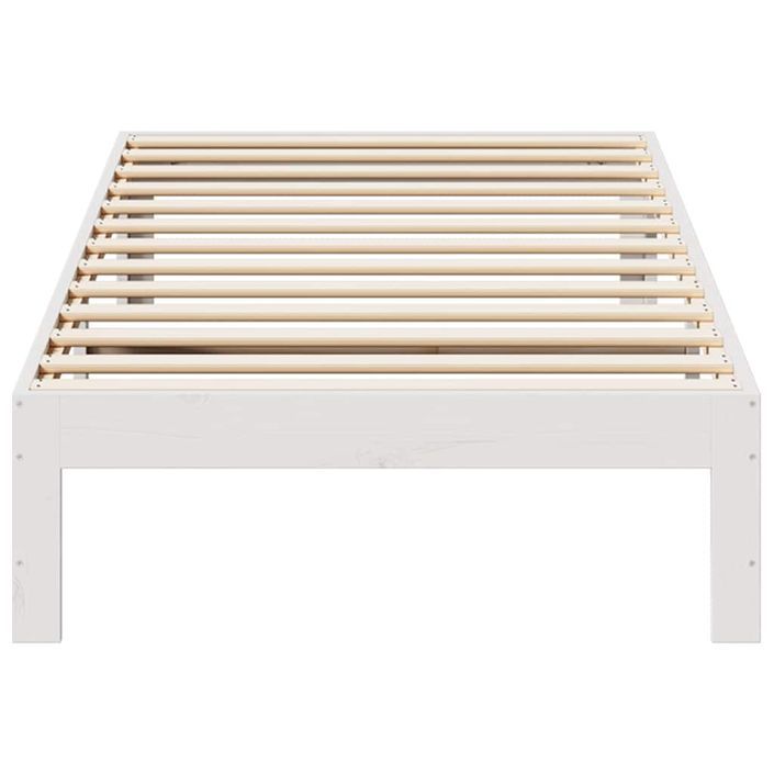 Cadre de lit sans matelas blanc 90x200 cm bois de pin massif - Photo n°5