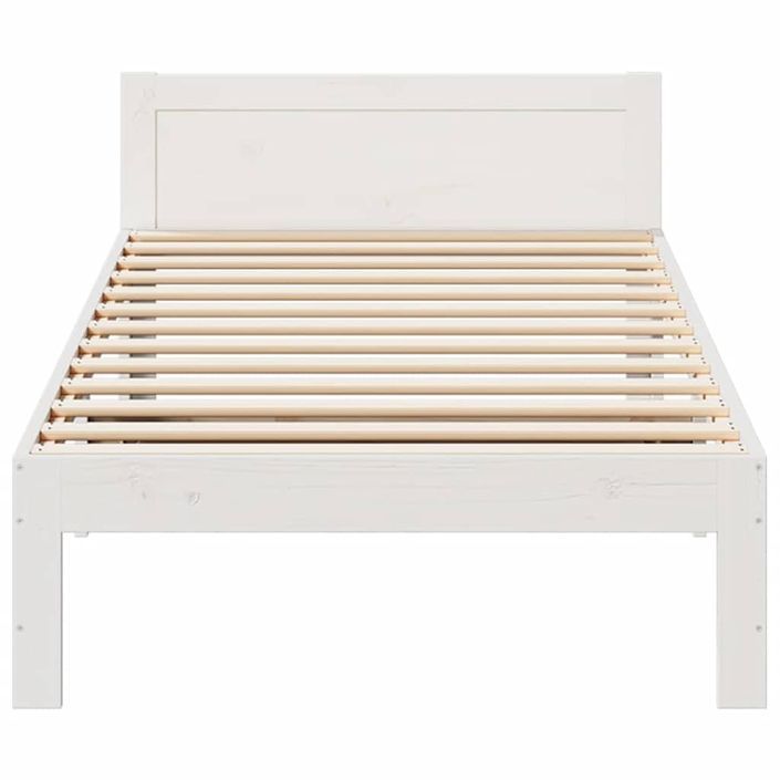 Cadre de lit sans matelas blanc 90x200 cm bois de pin massif - Photo n°5