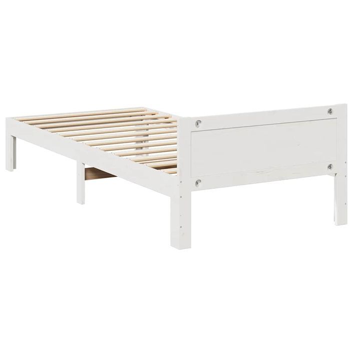 Cadre de lit sans matelas blanc 90x200 cm bois de pin massif - Photo n°7