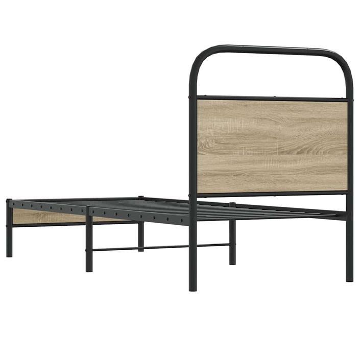 Cadre de lit sans matelas chêne fumé 75x190cm bois d'ingénierie - Photo n°7