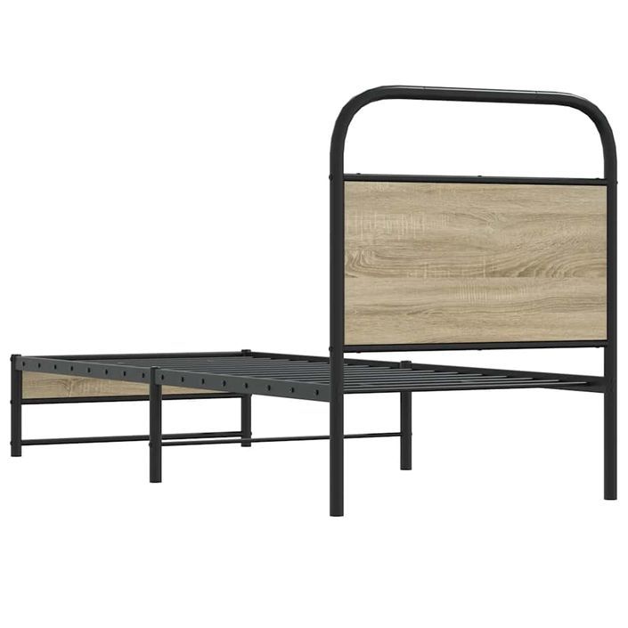 Cadre de lit sans matelas chêne fumé 75x190cm bois d'ingénierie - Photo n°7