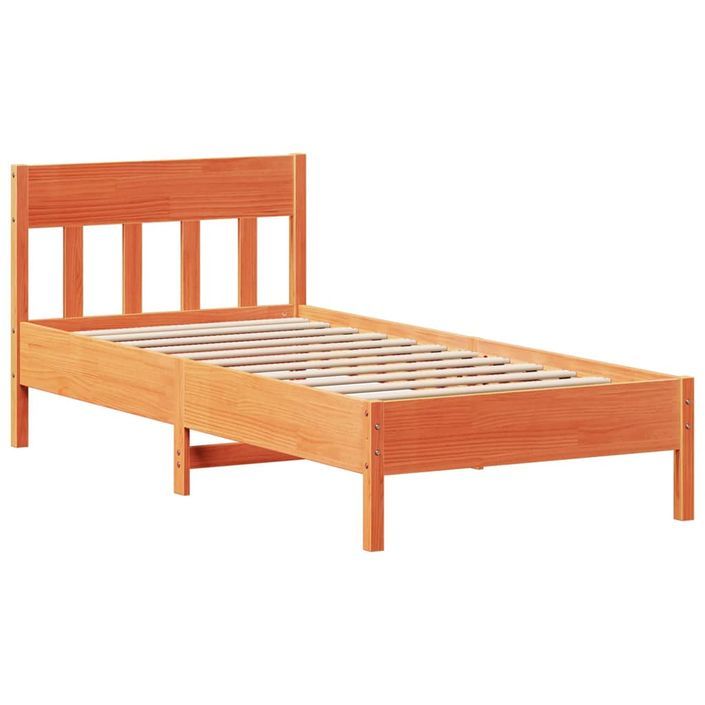 Cadre de lit sans matelas cire marron 100x200cm bois pin massif - Photo n°5