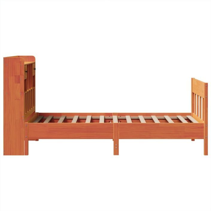 Cadre de lit sans matelas cire marron 100x200cm bois pin massif - Photo n°7