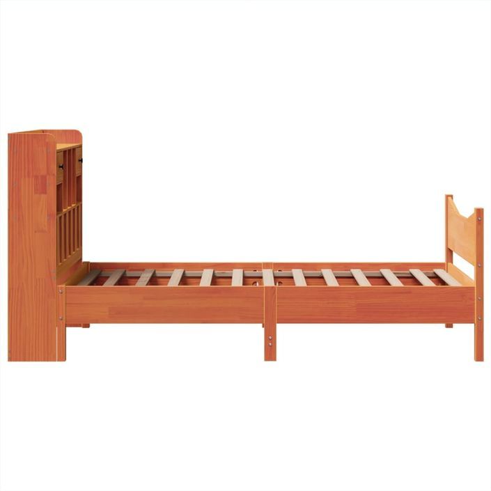 Cadre de lit sans matelas cire marron 100x200cm bois pin massif - Photo n°7