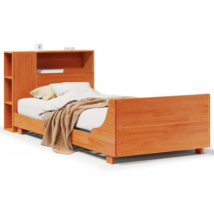 Cadre de lit sans matelas cire marron 100x200cm bois pin massif - Photo n°2