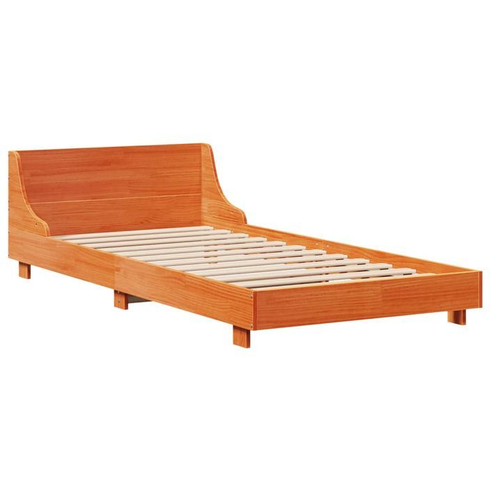 Cadre de lit sans matelas cire marron 100x200cm bois pin massif - Photo n°5