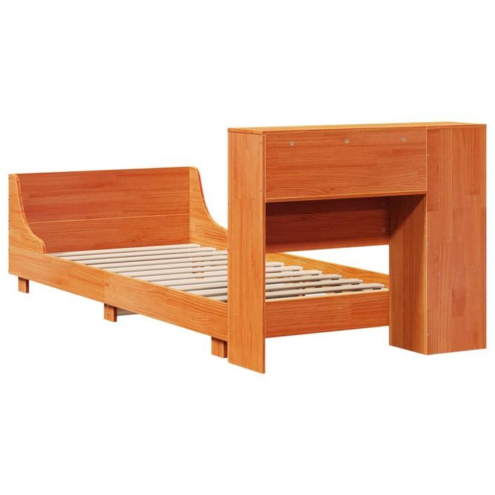 Cadre de lit sans matelas cire marron 100x200cm bois pin massif - Photo n°8