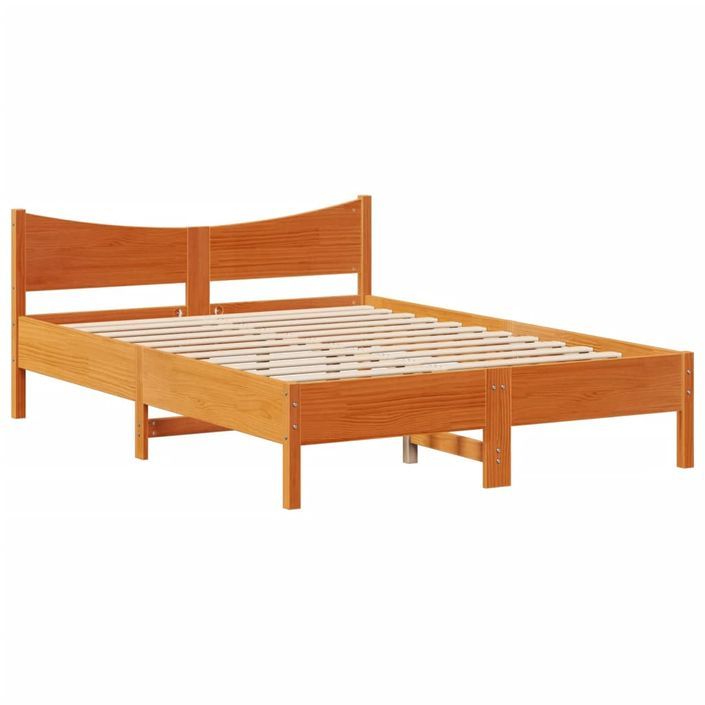 Cadre de lit sans matelas cire marron 120x190cm bois pin massif - Photo n°5