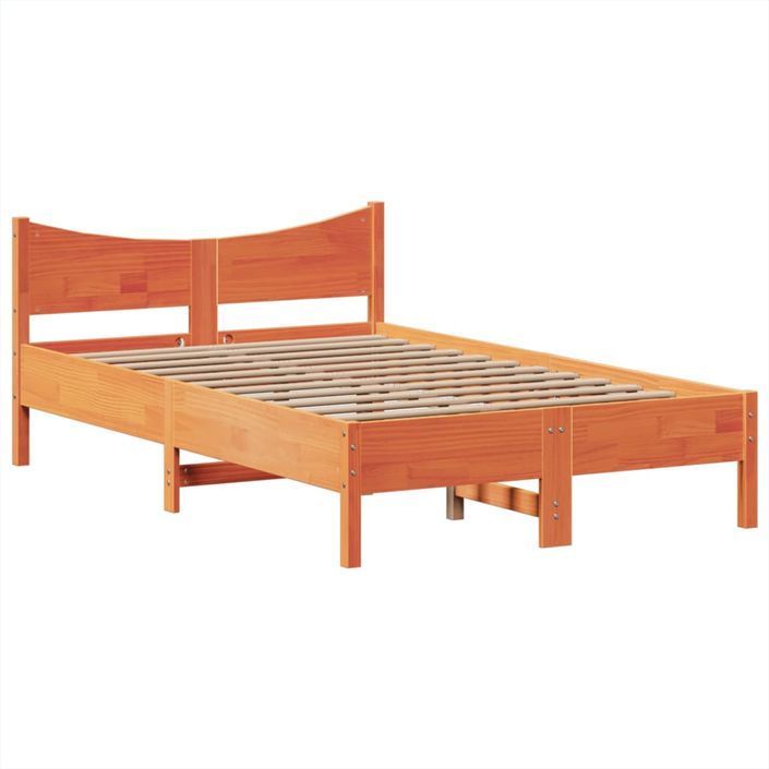 Cadre de lit sans matelas cire marron 120x190cm bois pin massif - Photo n°5