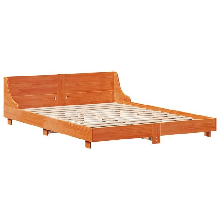 Cadre de lit sans matelas cire marron 120x200cm bois pin massif - Photo n°5