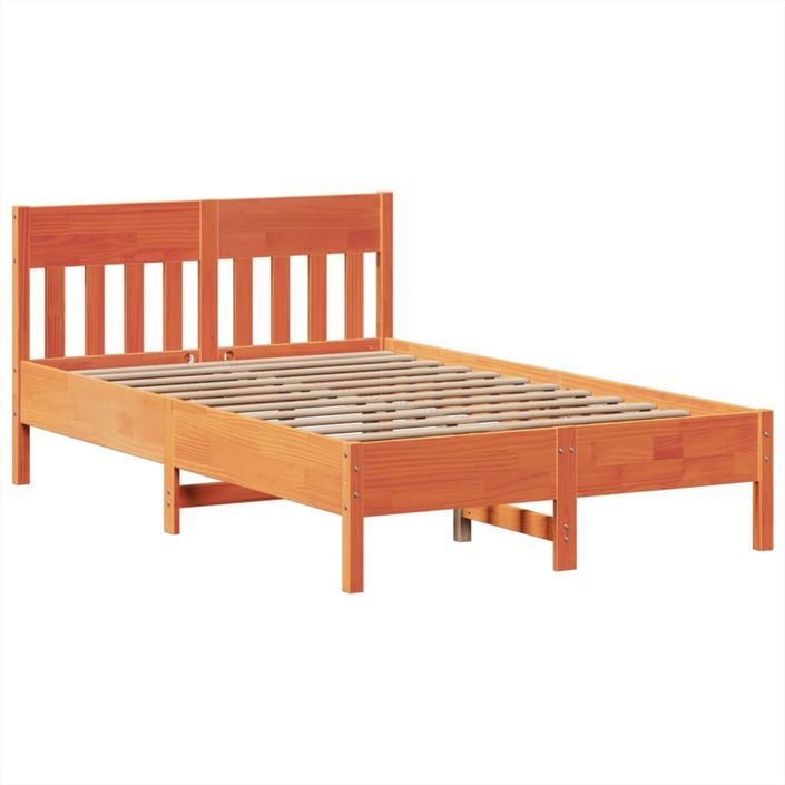 Cadre de lit sans matelas cire marron 135x190cm bois pin massif - Photo n°5