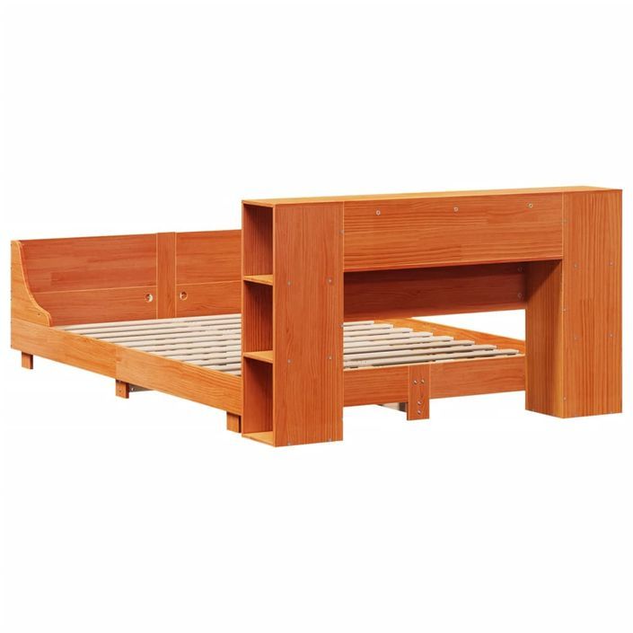 Cadre de lit sans matelas cire marron 135x190cm bois pin massif - Photo n°8