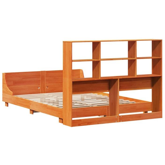 Cadre de lit sans matelas cire marron 135x190cm bois pin massif - Photo n°8