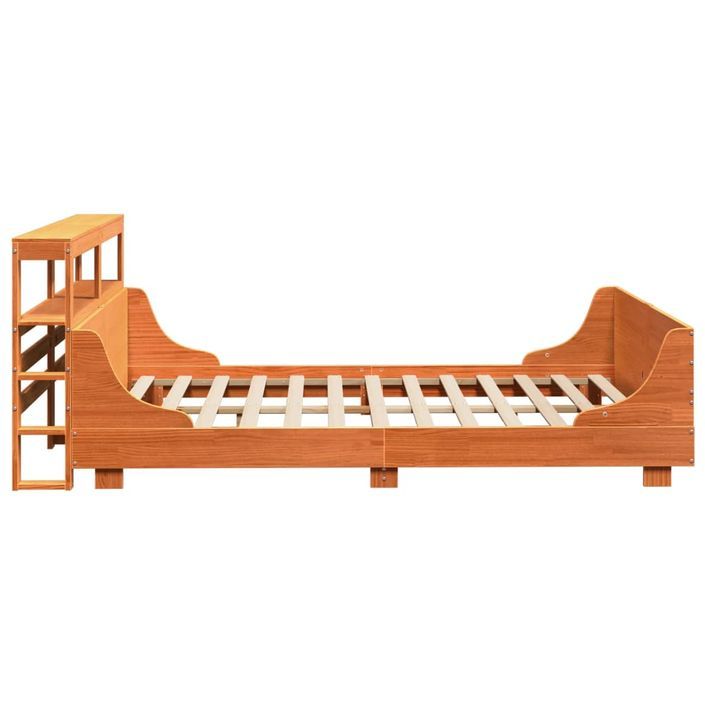 Cadre de lit sans matelas cire marron 140x190cm bois pin massif - Photo n°7