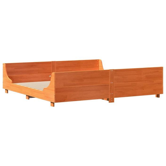 Cadre de lit sans matelas cire marron 180x200cm bois pin massif - Photo n°5