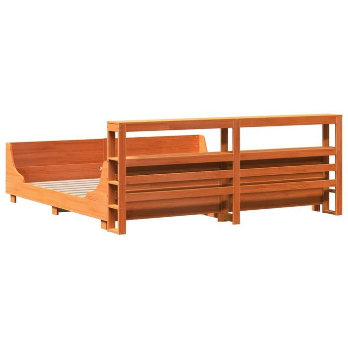 Cadre de lit sans matelas cire marron 180x200cm bois pin massif - Photo n°8