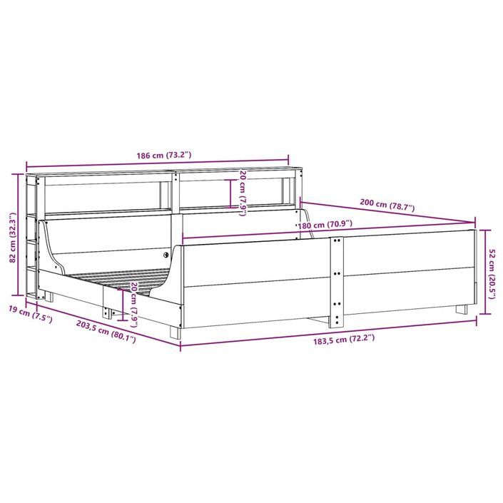 Cadre de lit sans matelas cire marron 180x200cm bois pin massif - Photo n°12