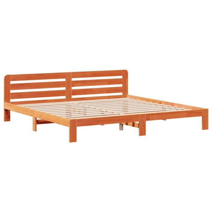 Cadre de lit sans matelas cire marron 180x200cm bois pin massif - Photo n°5