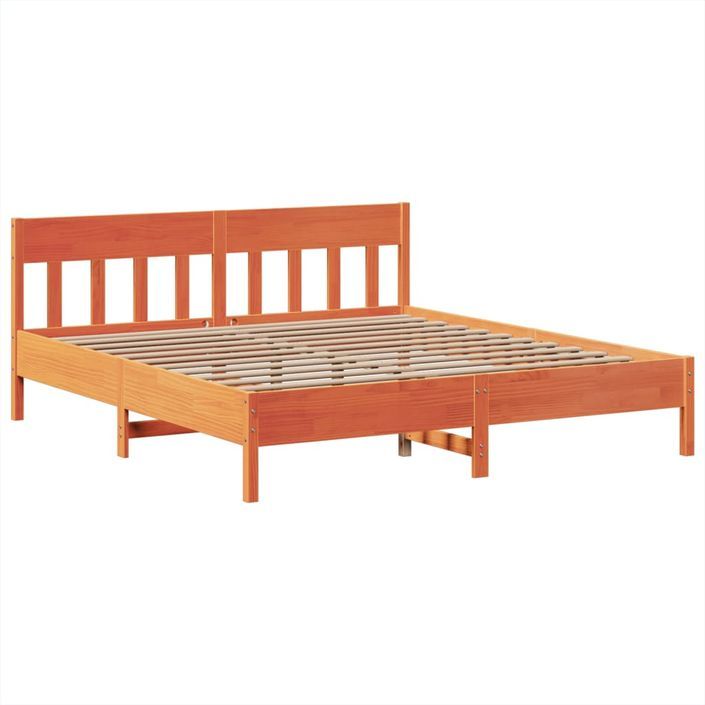 Cadre de lit sans matelas cire marron 180x200cm bois pin massif - Photo n°5