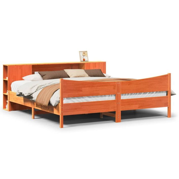 Cadre de lit sans matelas cire marron 180x200cm bois pin massif - Photo n°2