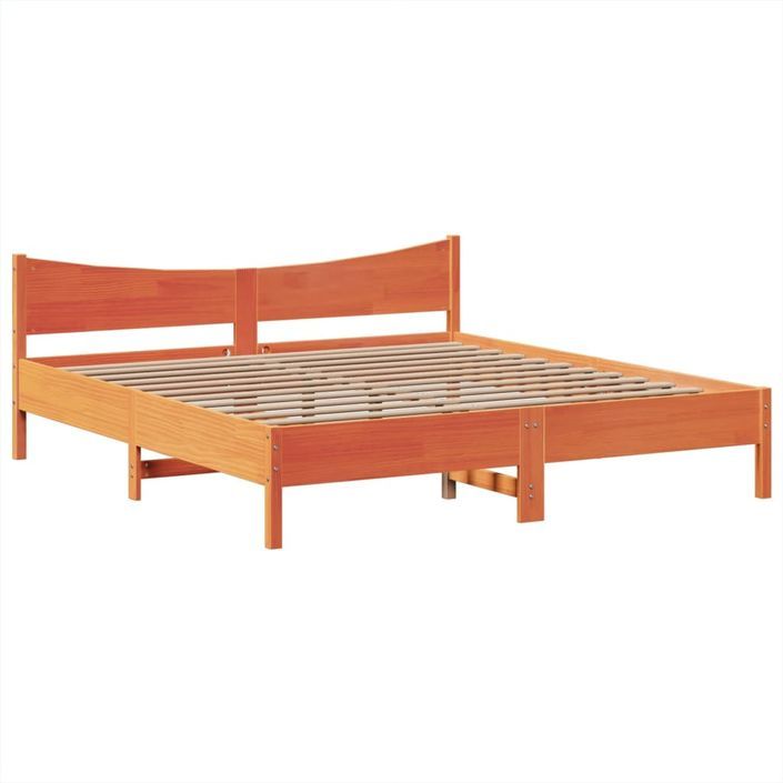 Cadre de lit sans matelas cire marron 180x200cm bois pin massif - Photo n°5